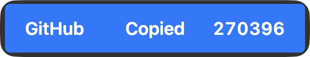 The copy confirmation showing GitHub, the word Copied, and a six-digit code